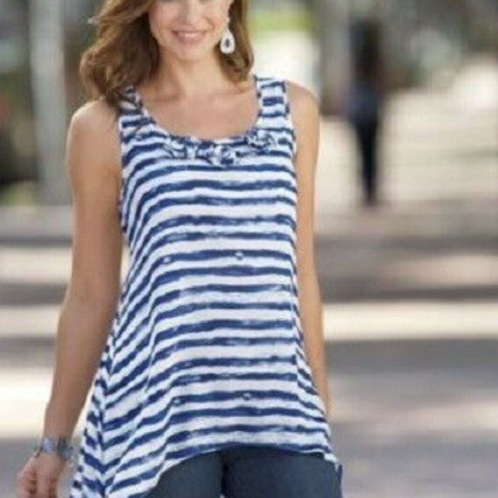 Monroe & Main Striped Handkerchief Hem Tunic